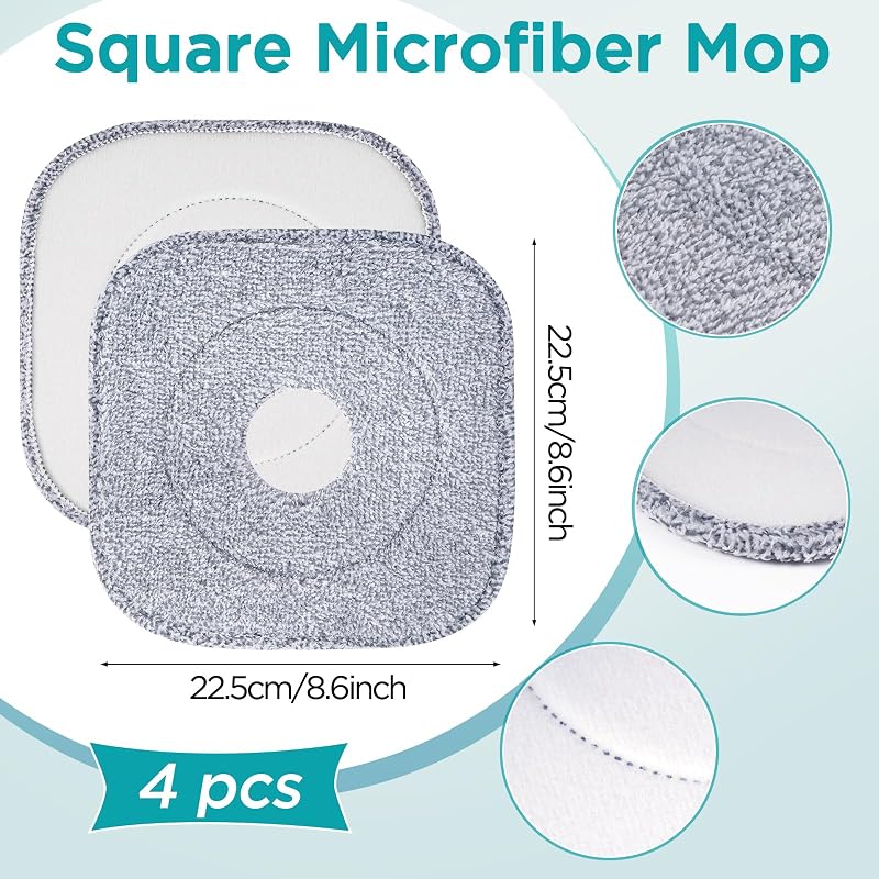4 Pzas Almohadillas Microfibra 8.6pulg Absorbentes Comp Trapeador