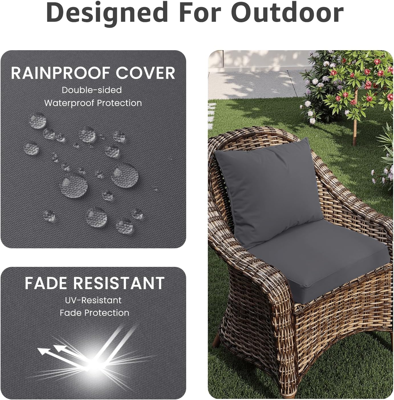 Cojín asiento patio 19x19x3" impermeable con asa