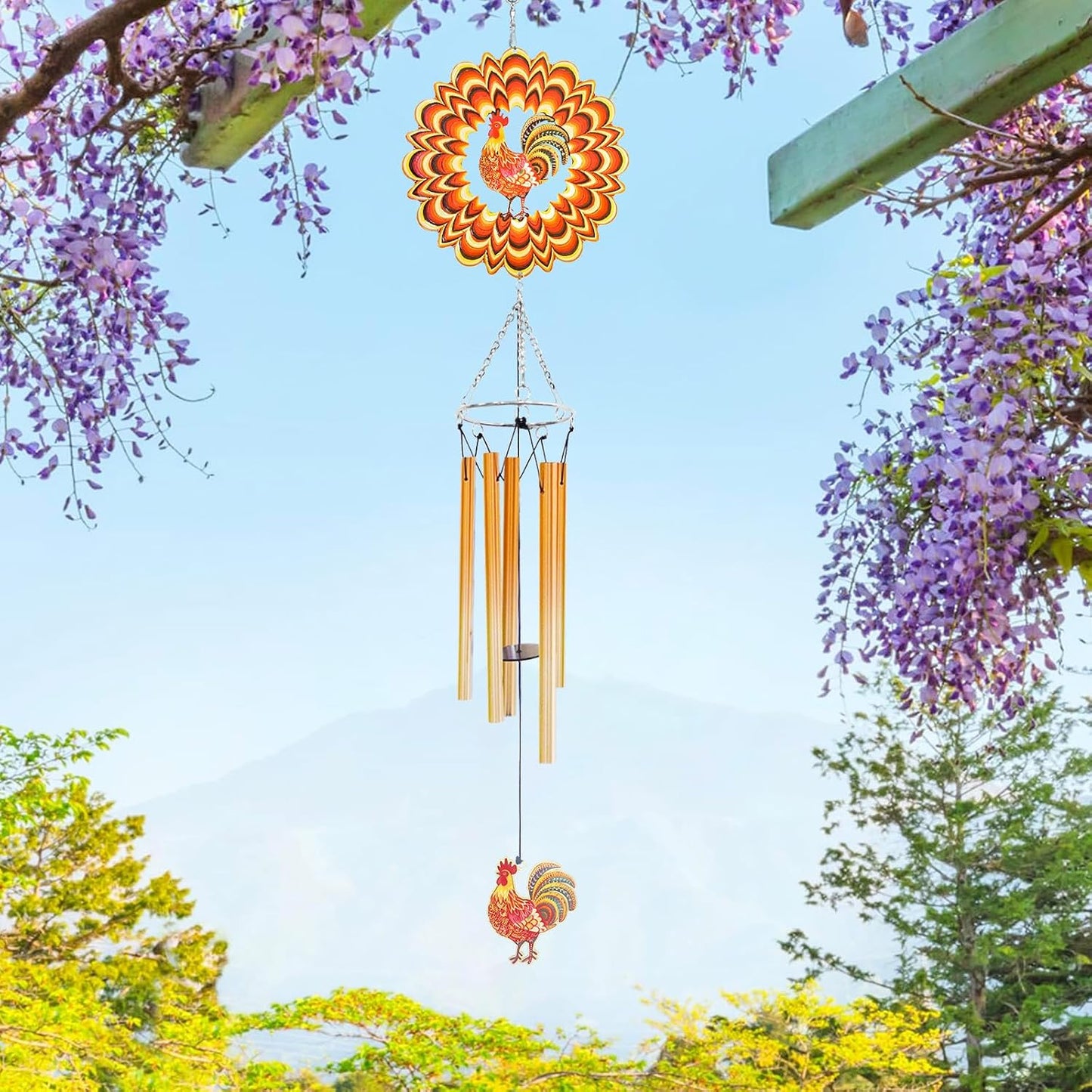 Campanillas viento con giroscopio pollo decoración granja
