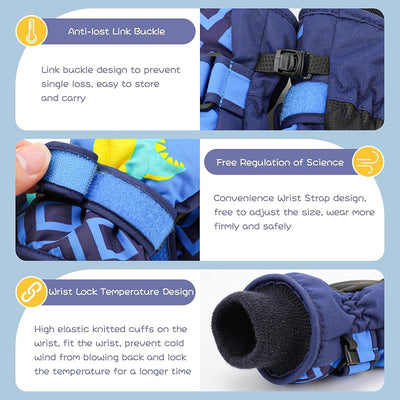 Guantes esquí niños impermeables cálidos con forro polar