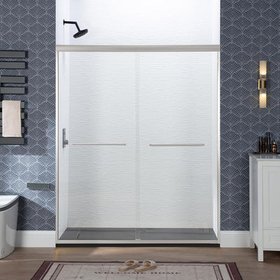 Puerta ducha doble 44-48pulg x72pulg vidrio templado níquel