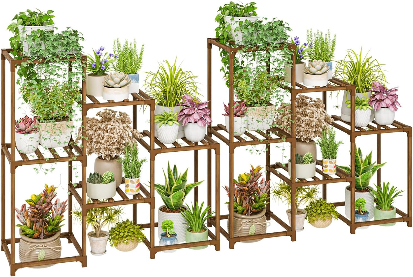 Soportes madera para plantas escalonados 2uds