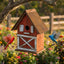Casa pájaros madera rústica 10.5" techo metal decoración