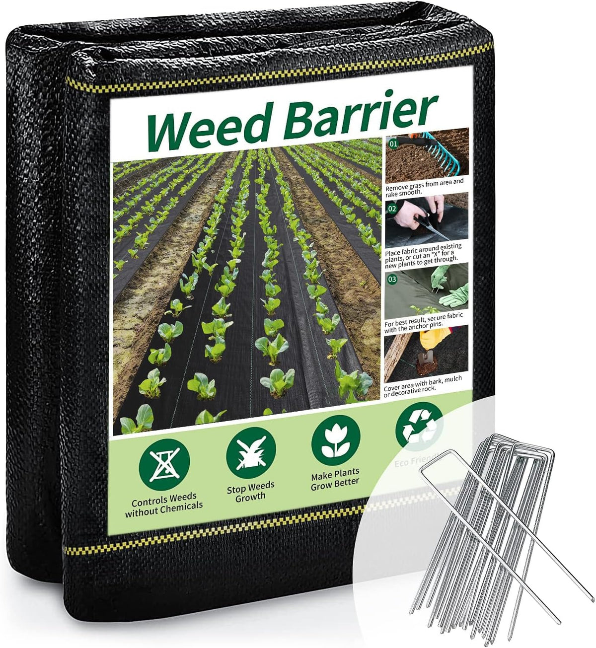 Tela barrera malezas 4x50ft 3oz para jardín y césped