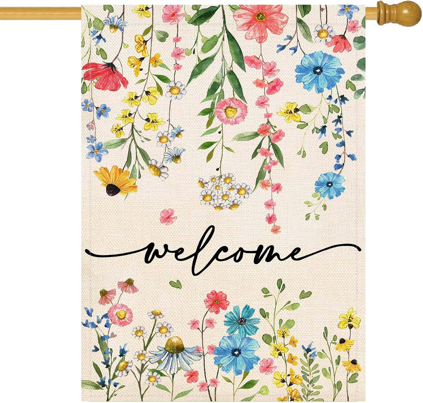 Bandera floral doble cara 28x40pulg decoración exterior