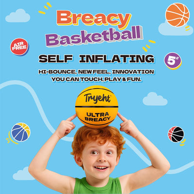 Balón de baloncesto 5" autoinflable sin bomba color naranja