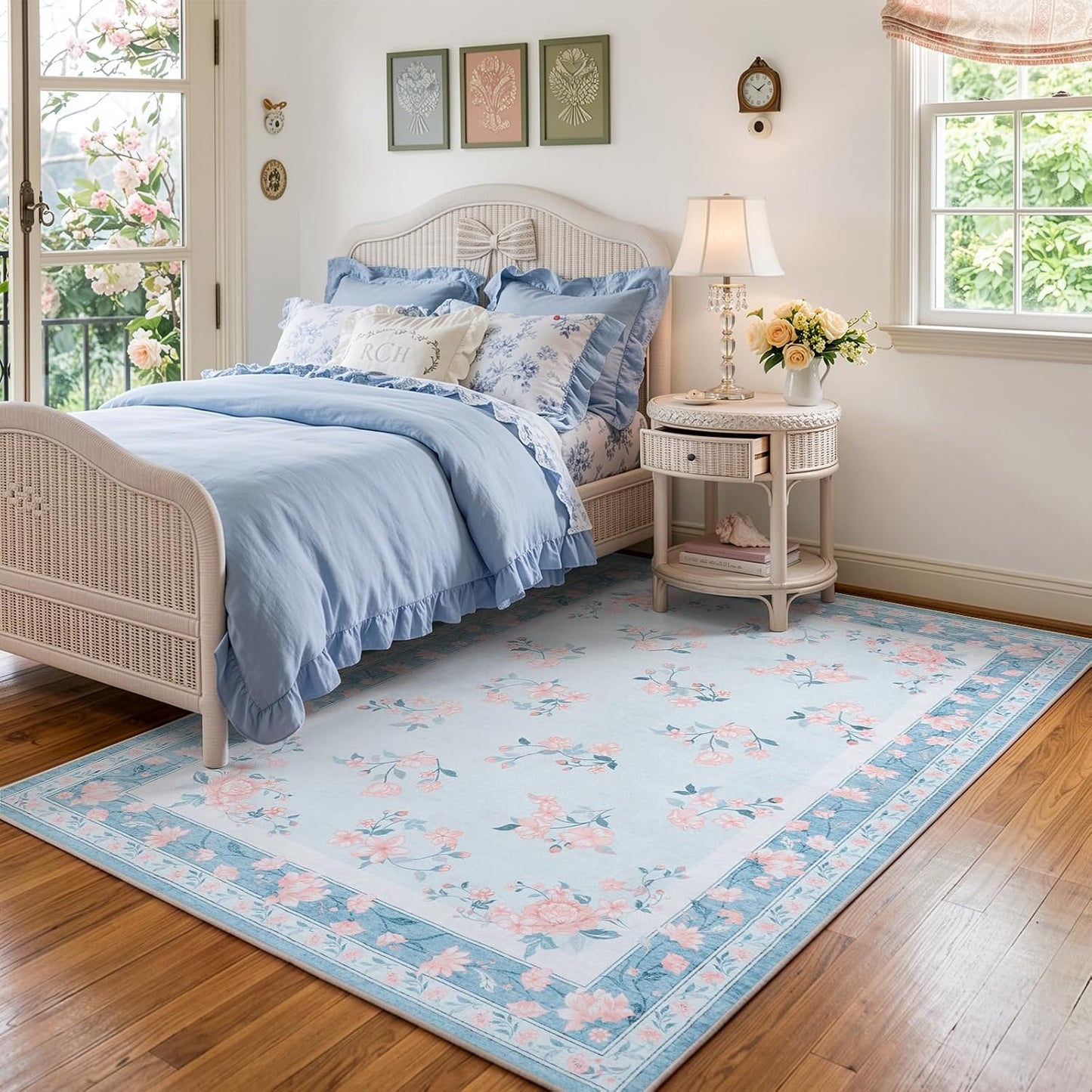 Alfombra lavable 5x7ft campo francés antiderrap