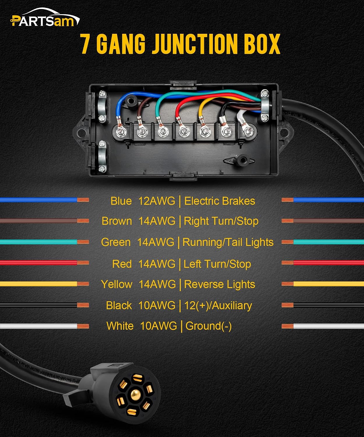 Kit arnés remolque 7 vías 8ft con interruptor 12v