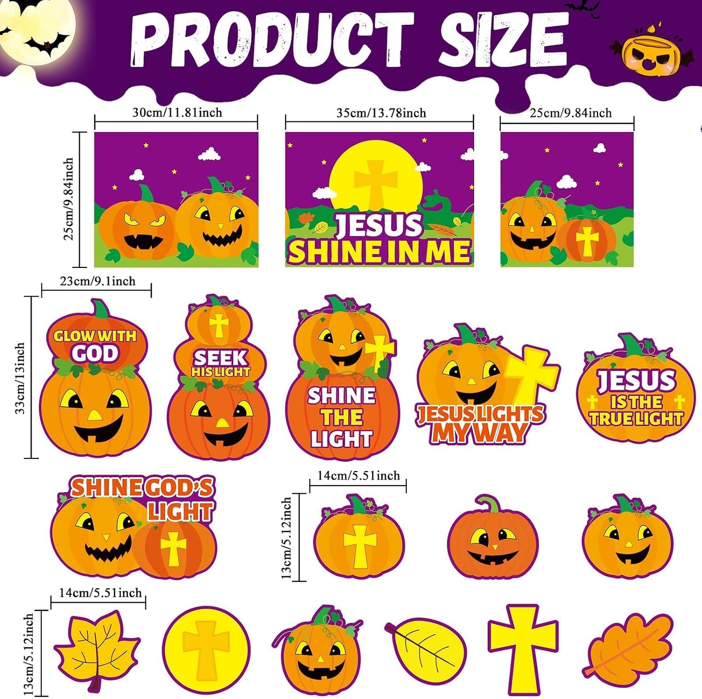 18 kits decoración Halloween para automóvil calabaza Jesús