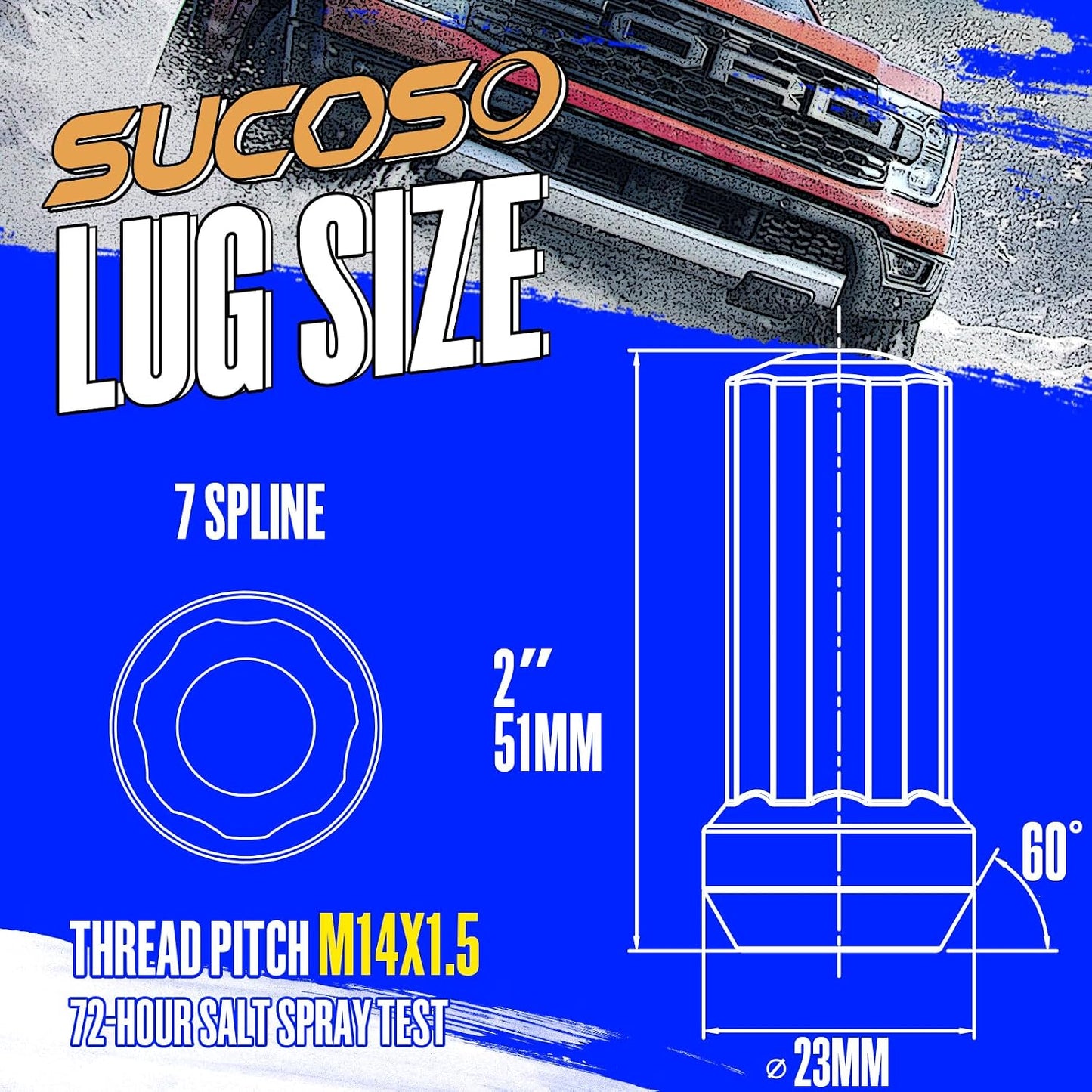 24 Tuercas Rueda M14x1.5 7 Ranuradas para Chevy Ford GMC