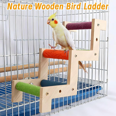 Escalera madera para pájaros loros puente masticable jaula