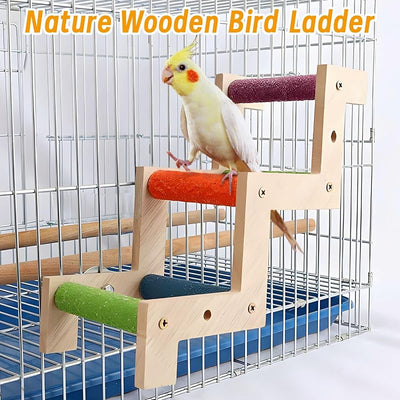 Escalera madera para pájaros loros puente masticable jaula