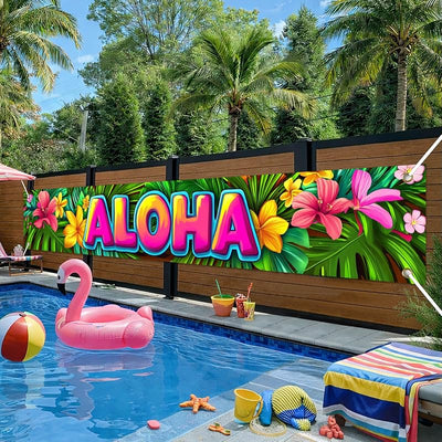Pancarta Aloha 118x20pulg Decoración Fiesta Playa Tiki Bar