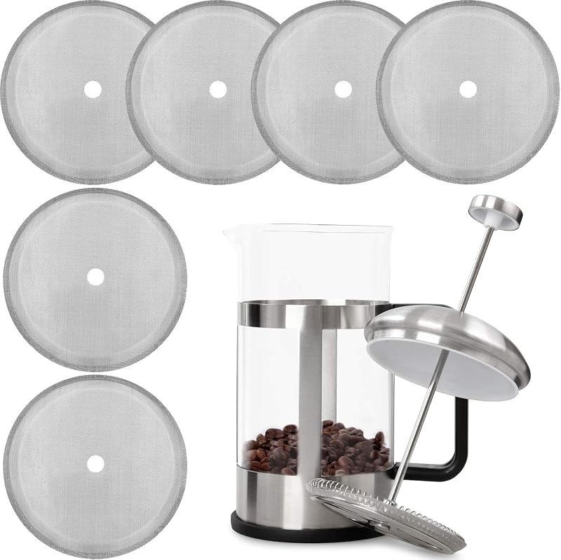 6 Pack Filtros Prensa Francesa Acero Inox 4pulg Reutilizables 34oz