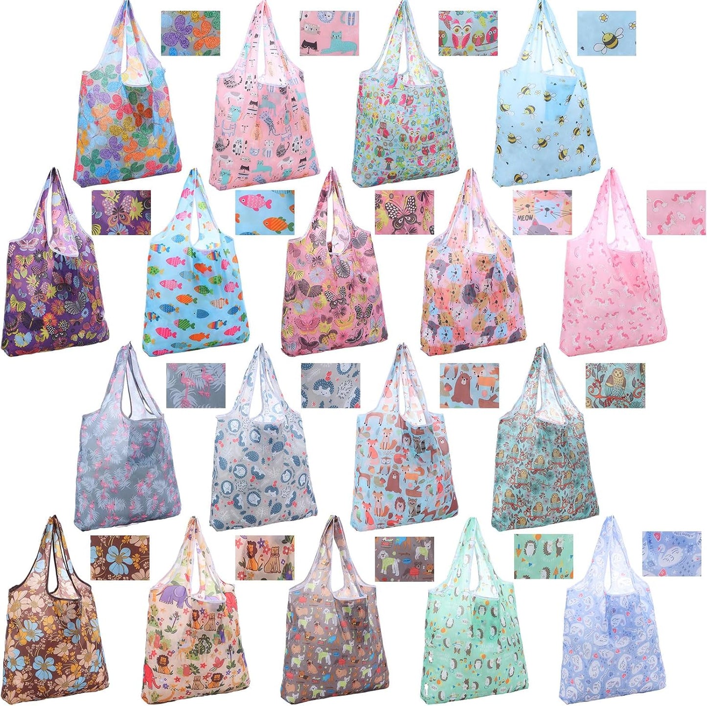 18 Pzas Bolsas Nylon Reutilizables Plegables para Mercado
