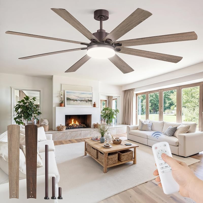 Ventilador techo 72" estilo granja marrón luz LED 6 vel 3CCT