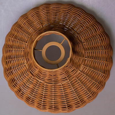 Lámpara colgante ratán pantalla tejida a mano boho