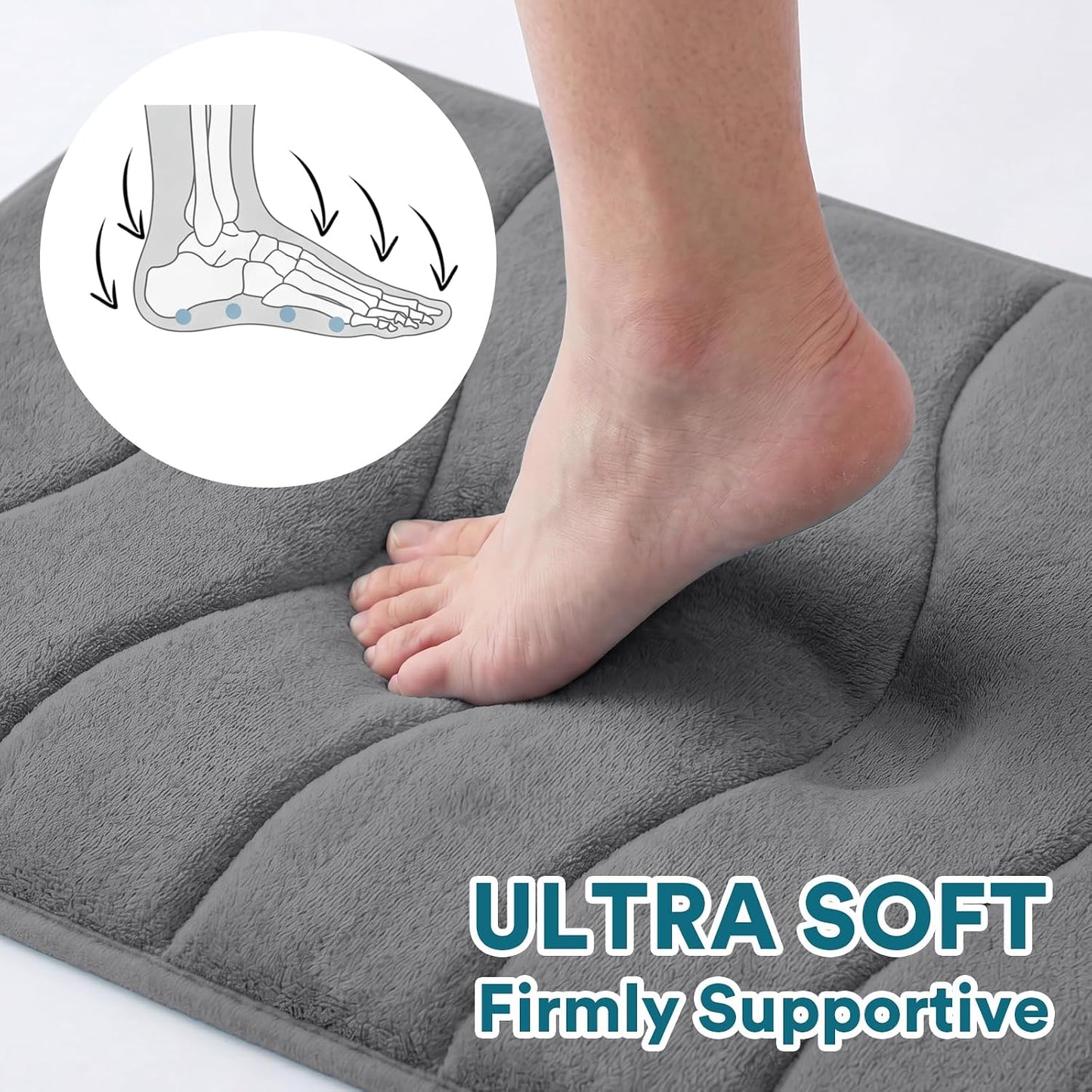 Alfombra baño espuma viscoelástica antiderrap 47x17 gris