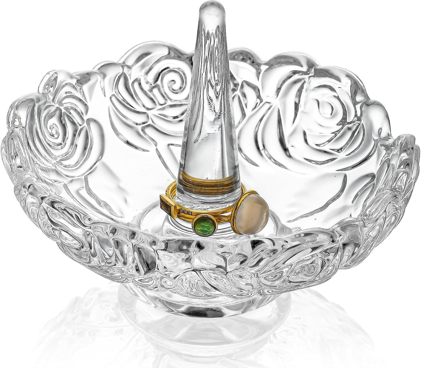 Soporte anillos cristal redondo para joyas boda mamá