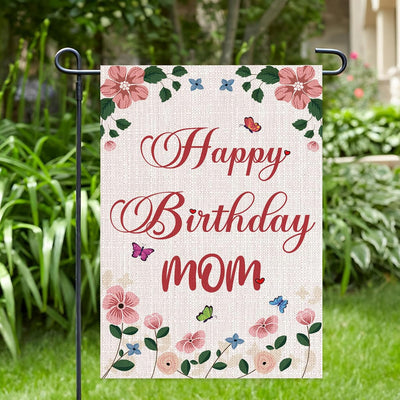Bandera jardín cumpleaños mamá mujer lino oro rosa