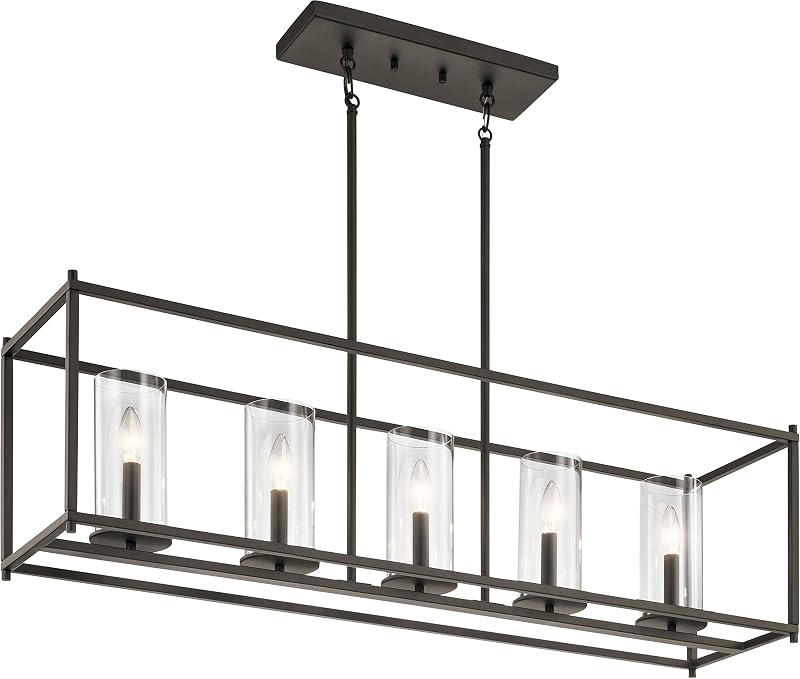 Lámpara araña lineal 13.75pulg 5 luces cristal Olde Bronze