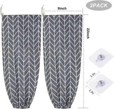 2 Soportes Bolsas Plástico Organizador Pared 22x9pulg Gris