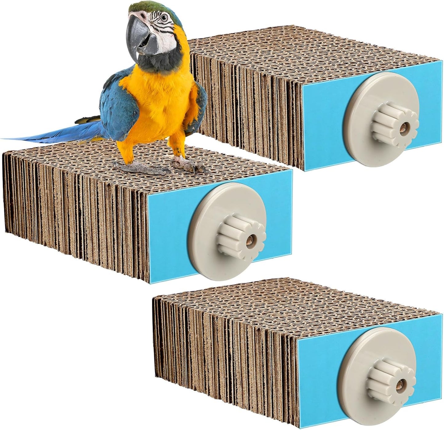 3 Pzas Juguetes Masticar Pájaros Plataforma Cartón Jaula
