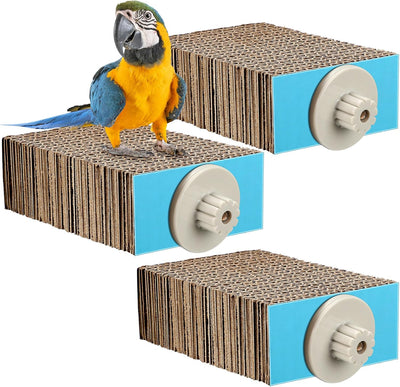3 Pzas Juguetes Masticar Pájaros Plataforma Cartón Jaula