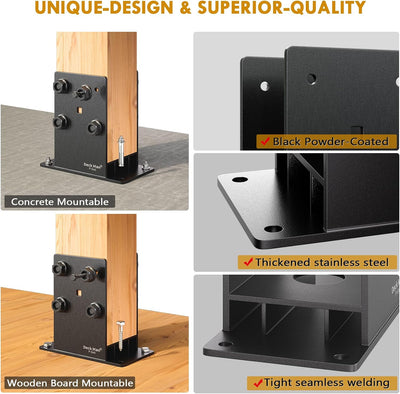 Base poste acero inox con canal aire anclaje 4x6