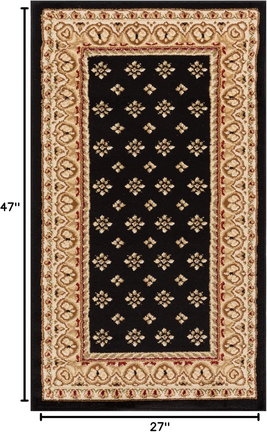 Alfombra tradicional negra 2ft3pulg x 3ft11pulg