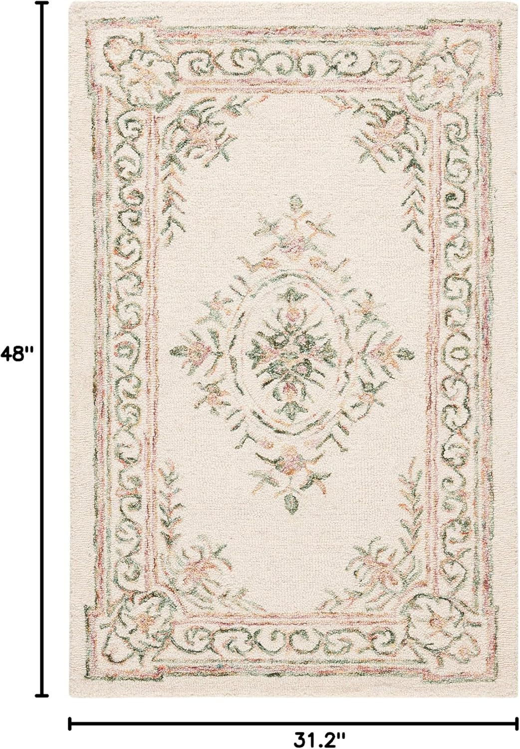 Alfombra decorativa micro-loop 2'6"x4' marfil y fucsia