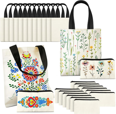 Set 24 Pzas Bolsas Lona Tote Pequeñas Negro