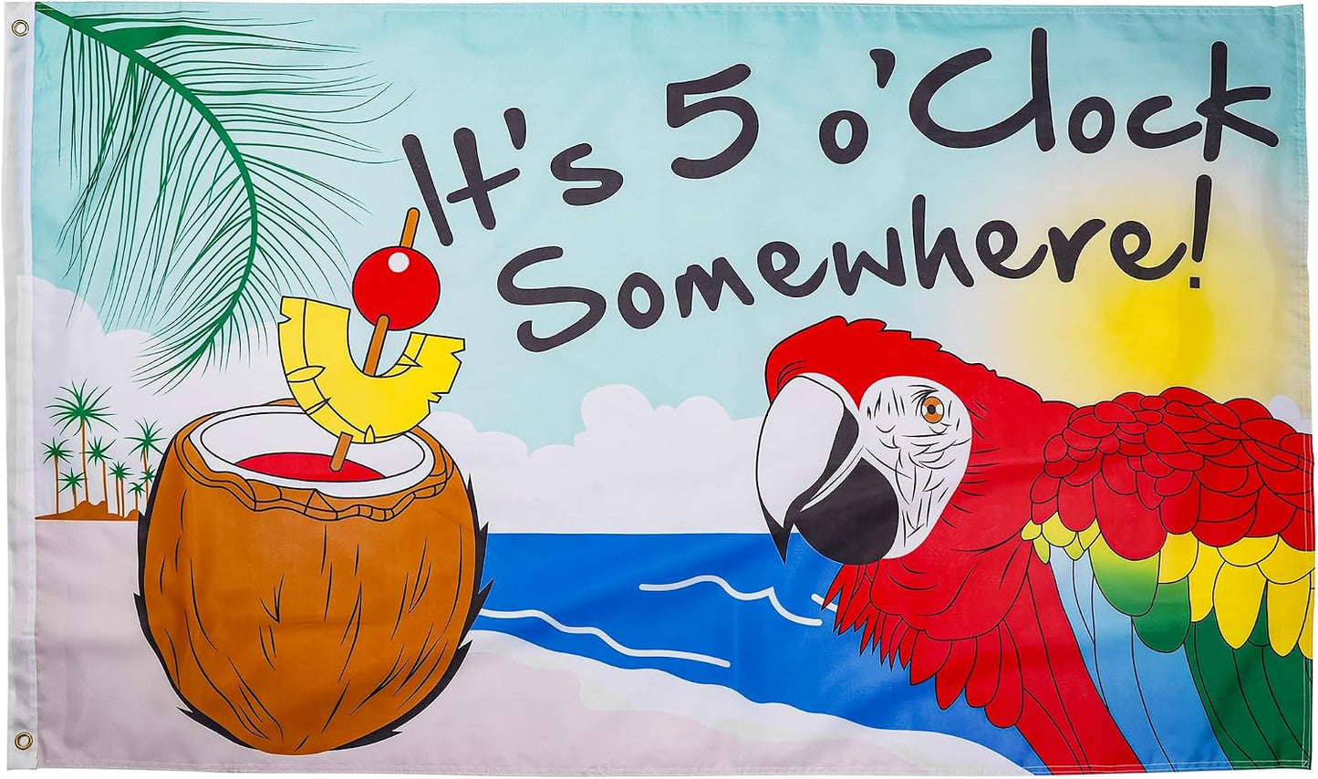 Letrero bandera doble cara 3x5ft It's 5 O'Clock Somewhere