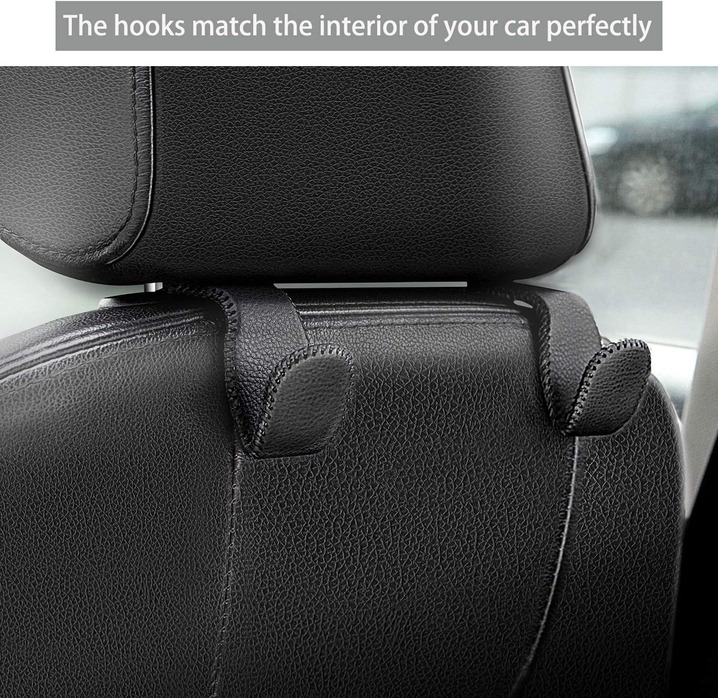 Ganchos cuero negro para reposacabezas y asiento trasero set 2
