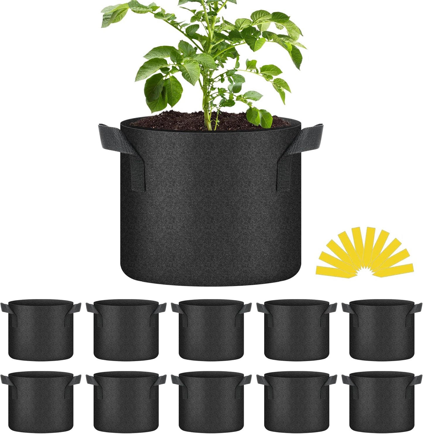 10 Pzas Macetas Tela Aireación Asas para Jardinería 2024