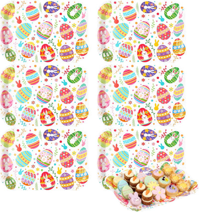 6 Bandejas Pascua 13x9pulg Huevos Conejo Flores Platos Papel