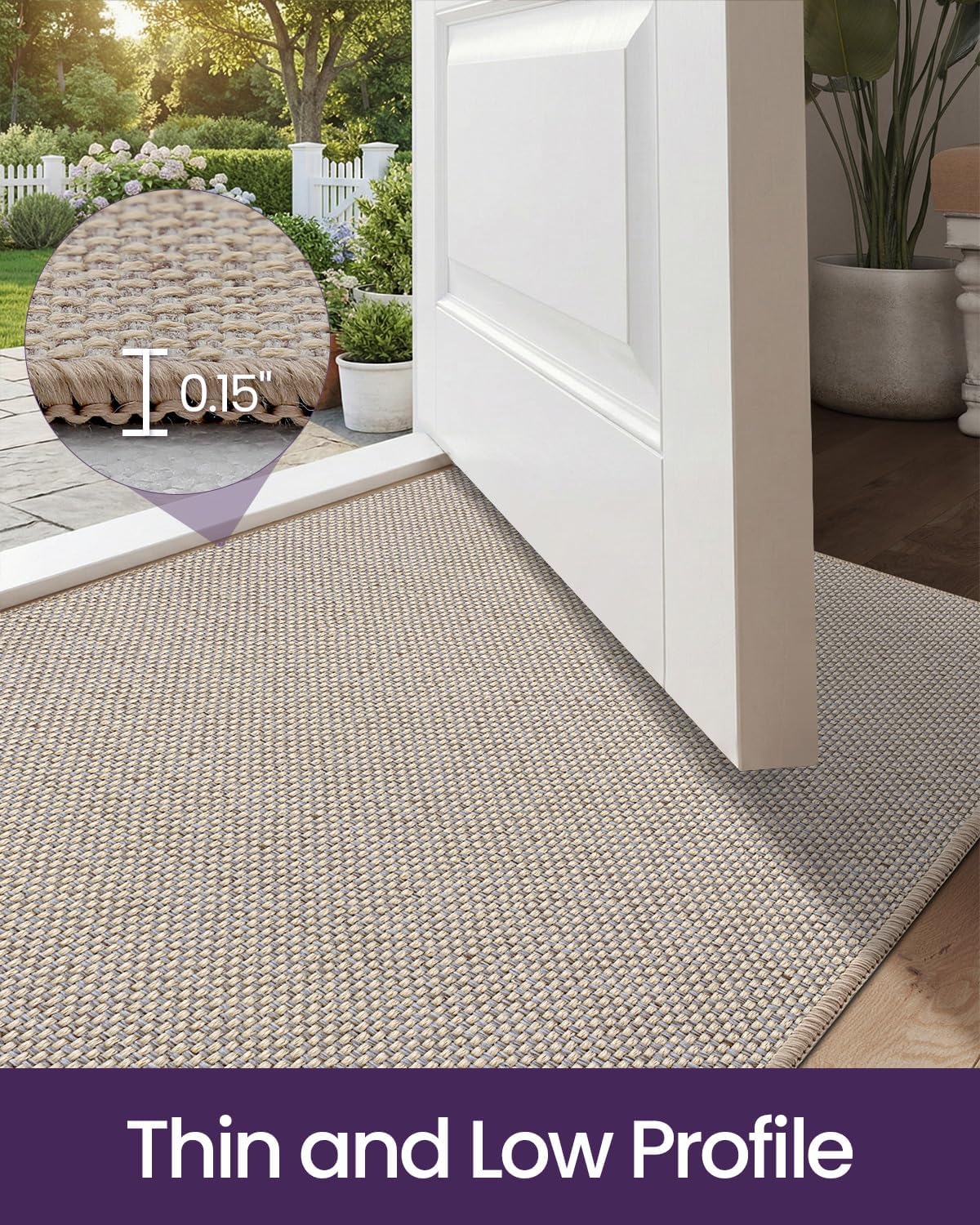 Tapete puerta 32x48pulg antiderrap perfil bajo beige