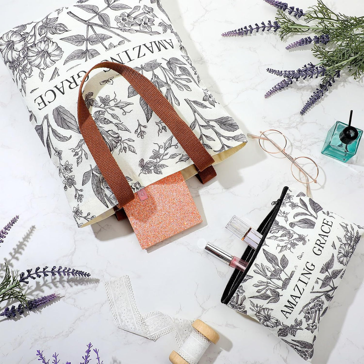2 Pzas Bolsa Maquillaje Lona Cristiana Regalo Navidad