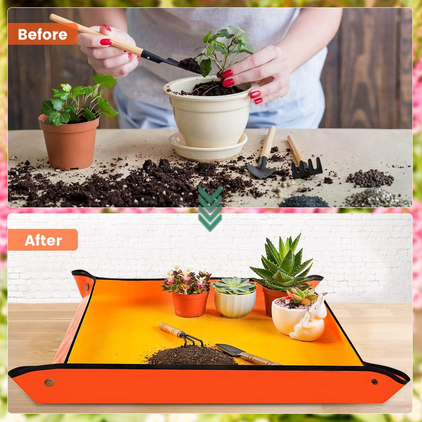 Tapete trasplante plantas suculentas 26.8x26.8 pulg
