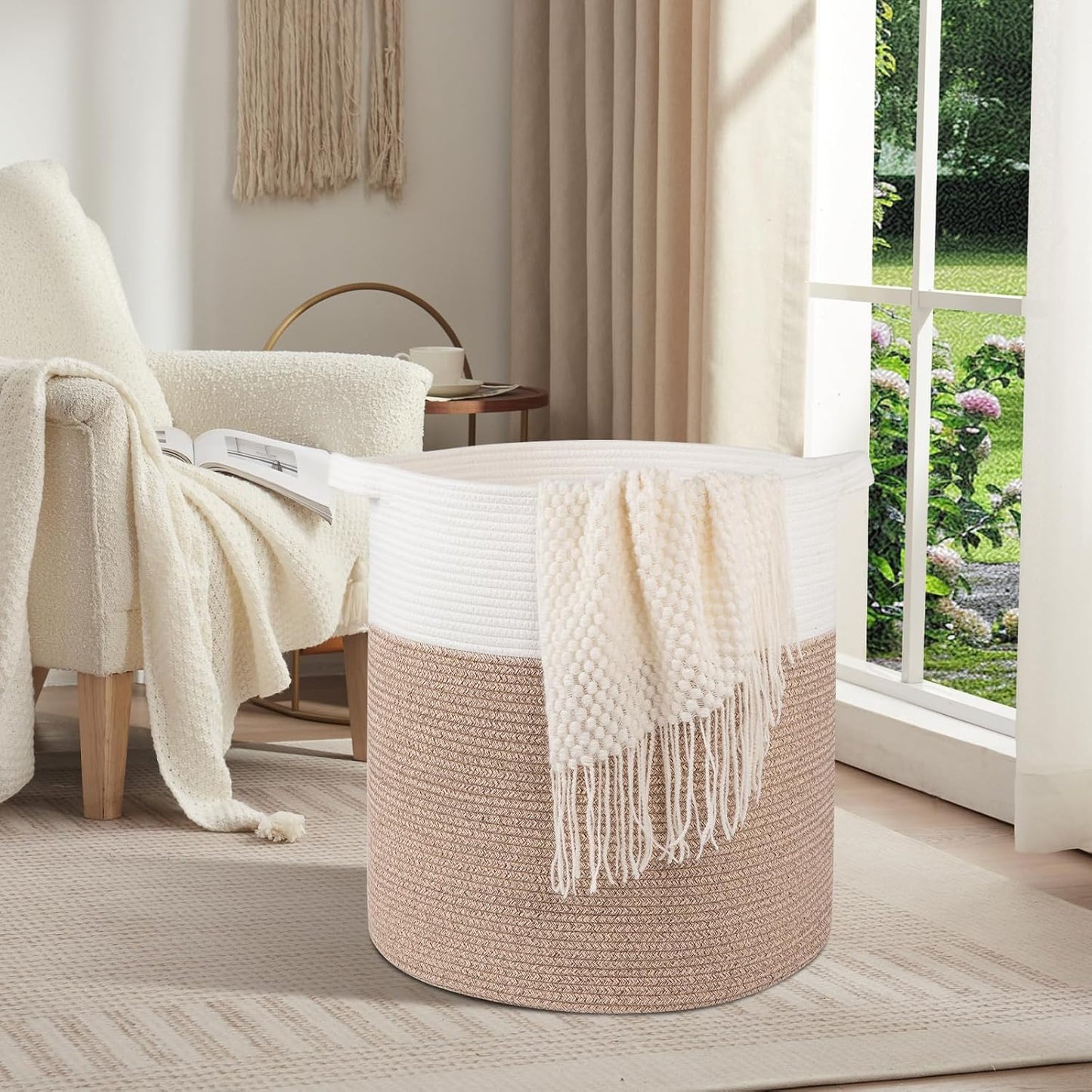 Cesta lavandería 80L asas juguetes 20x18pulg marrón