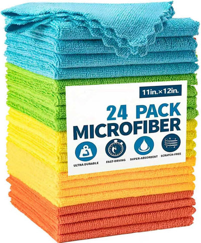 Paquete 24 paños microfibra reutilizables 11x12pulg multicolor
