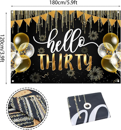 Telón fondo fiesta 30 años negro dorado decoración