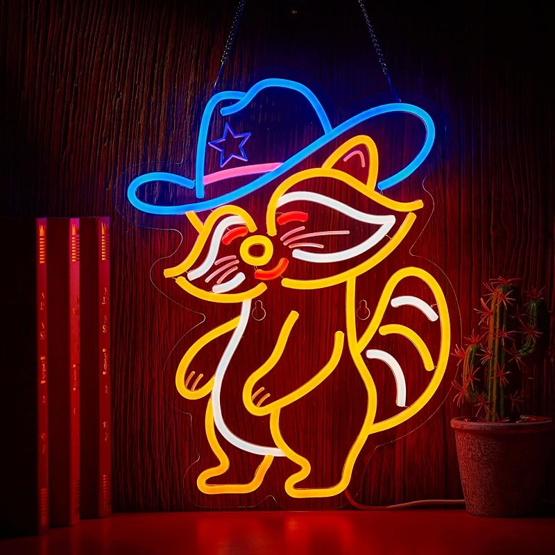 Señal neón mapache LED regulable USB para bar tienda