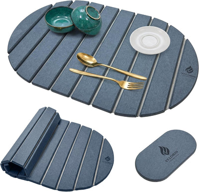Tapete secado platos piedra 24x16pulg 8x4 2pzas