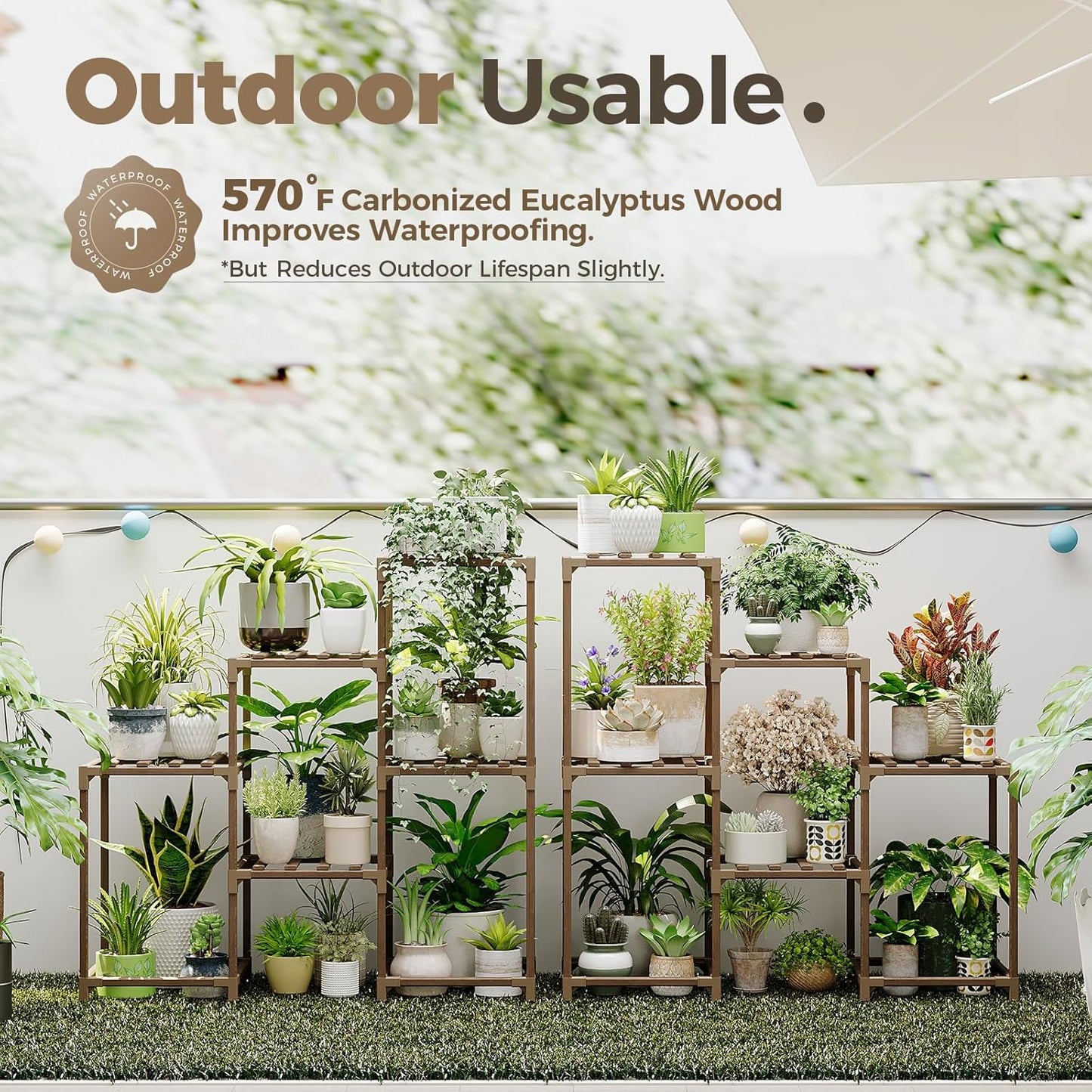 Soportes madera para plantas escalonados 2uds