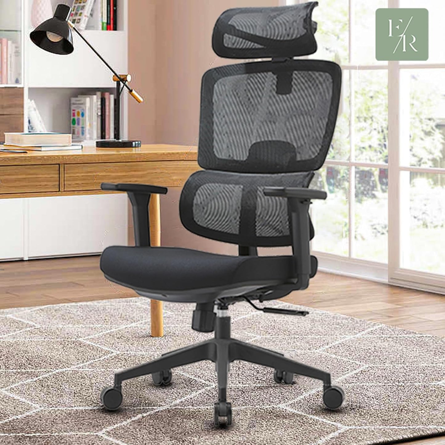 Silla escritorio malla ergonómica lumbar negro