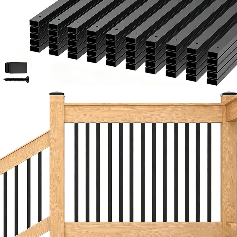 51 Balaustres Cubierta 32" Rectos Metal Negro Tornillos