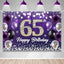 Telón cumpleaños 65 color morado diamante brillante fiesta