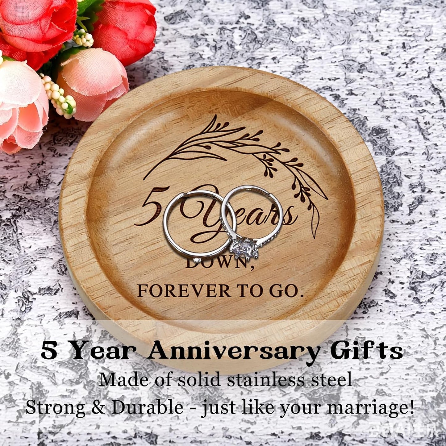 Plato madera para anillos regalo bodas aniversario 5 años