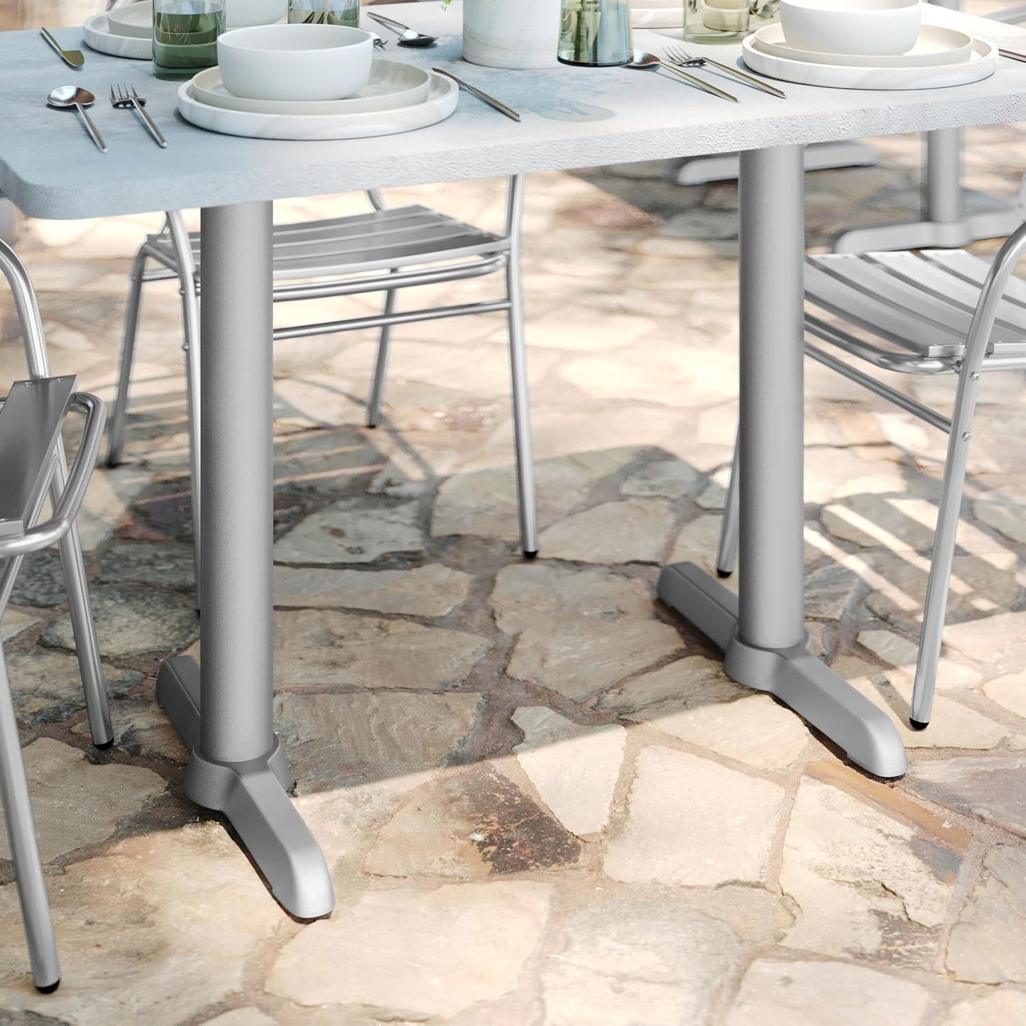 Mesa nte 5x22pulg base en T hierro fundido color plateado